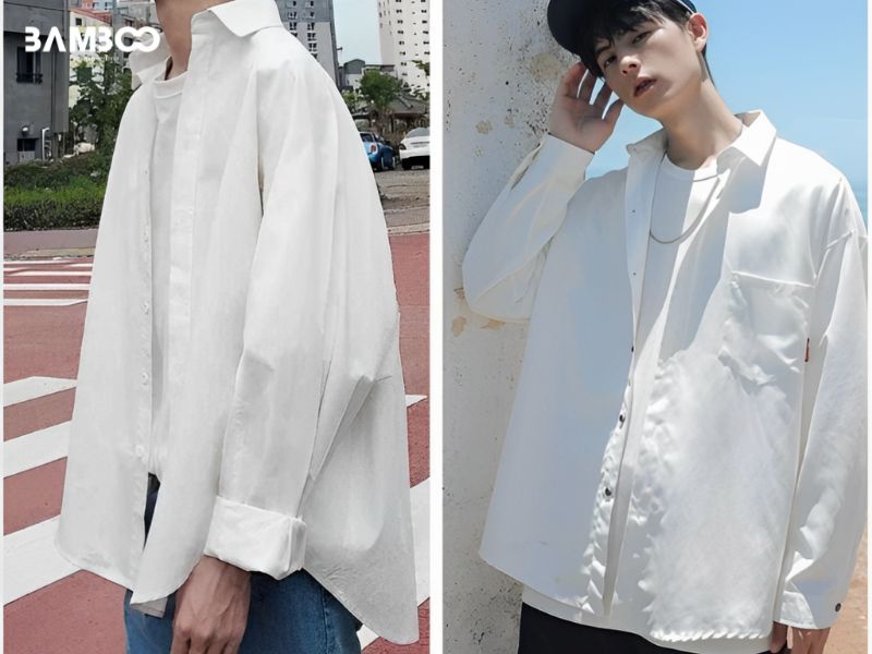 Phối sơ mi denim/flannel kết hợp áo thun basic cá tính