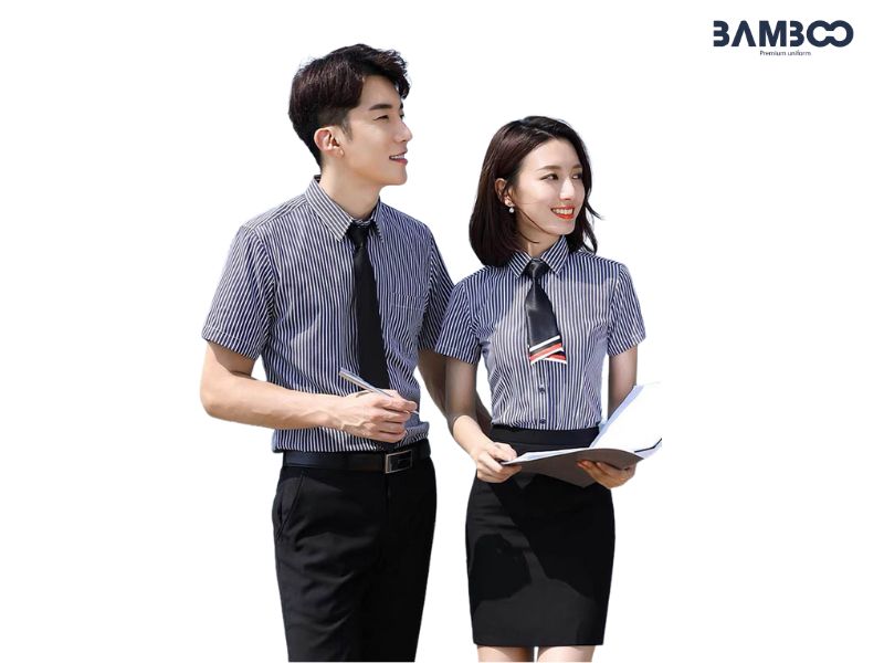 Áo sơ mi tay ngắn họa tiết sọc dọc