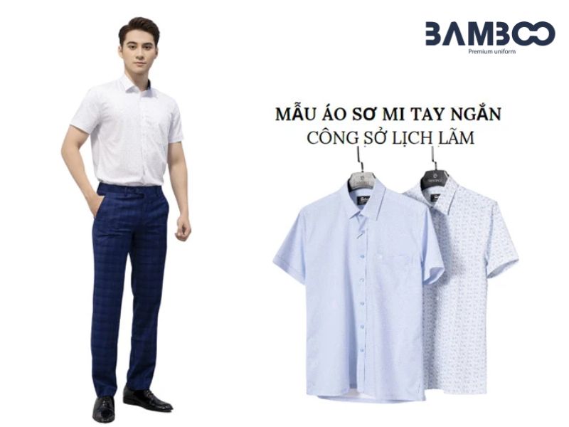 Áo sơ mi ngắn tay cá tính thoải mái, thoáng mát