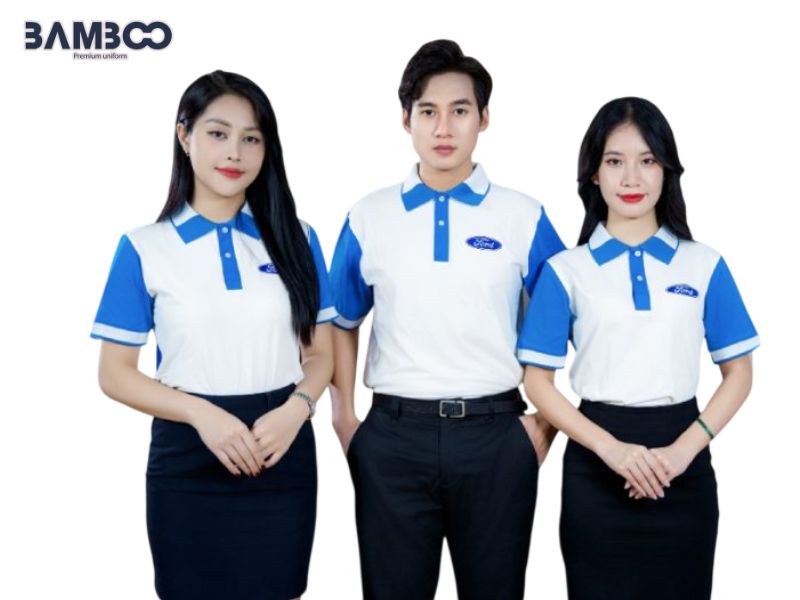 May đồng phục hãng xe ô tô Ford giúp đồng bộ nhận diện, phân biệt vị trí và thuận tiện khi làm việc