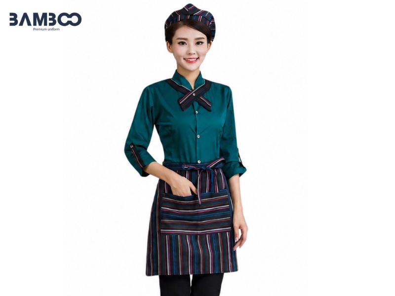 Combo áo mũ tạp dề phục vụ giúp đồng bộ hình ảnh chuyên nghiệp và nhận diện thương hiệu