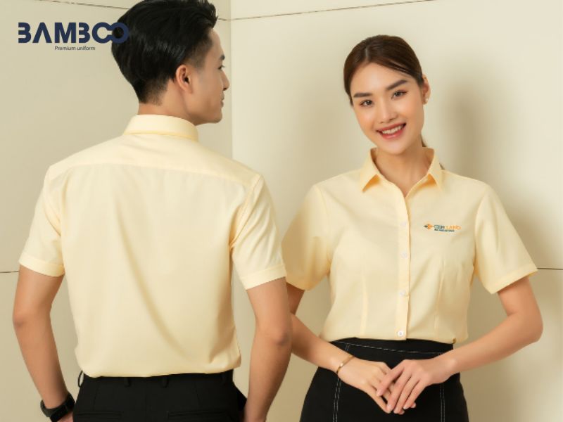 Áo sơ mi hãng xe ô tô màu vàng tay ngắn