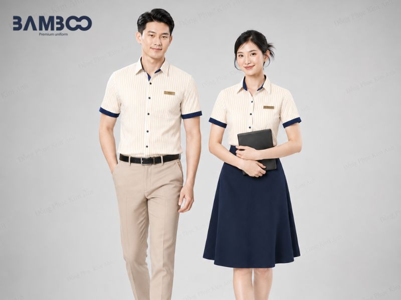 Áo sơ mi hãng xe ô tô sọc kẻ phối viền xanh