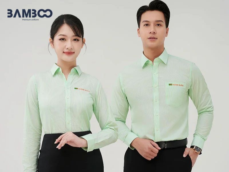 Sơ mi hãng xe hơi màu xanh lá nhạt thanh lịch