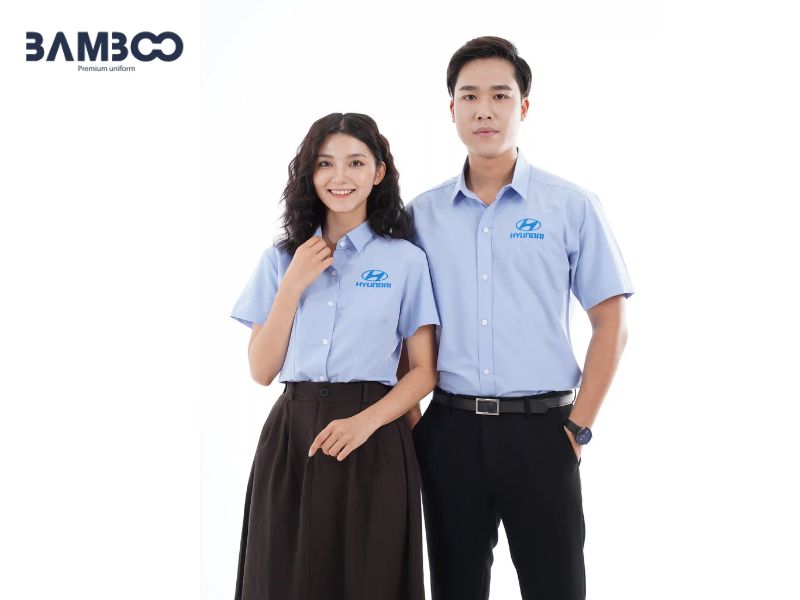 Áo sơ mi hãng xe ô tô xanh dương tay ngắn