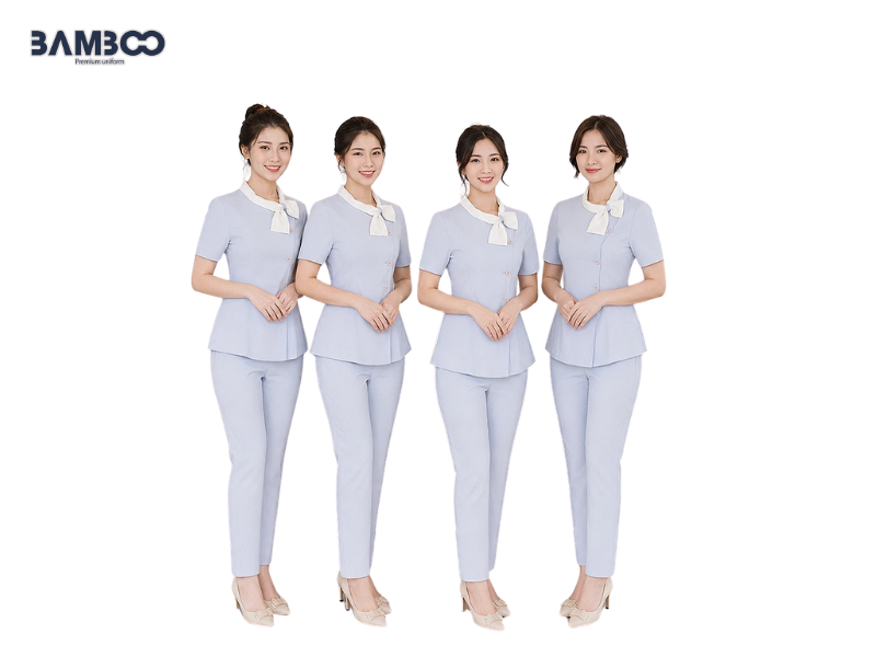 Đồng phục spa màu xanh nhạt