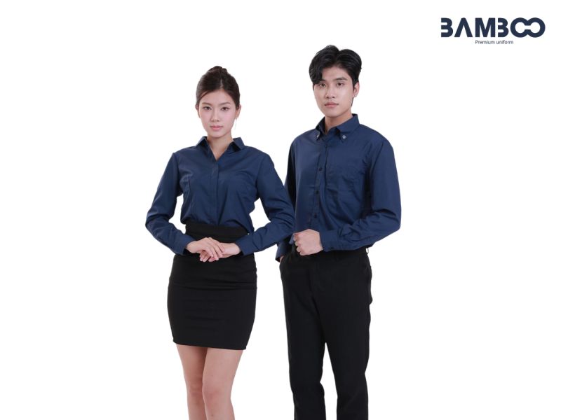 Đặt may áo sơ mi tại Bamboo Uniform form chuẩn, vải tốt, đa mẫu, logo sắc nét, chi phí hợp lý