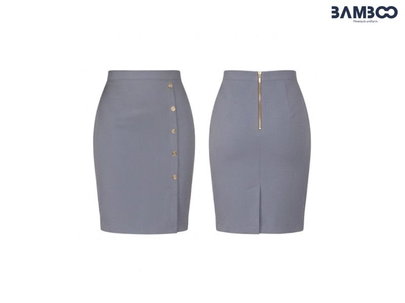 Bamboo Uniform may chân váy xám đính cúc sườn đẹp, bền, giá tốt