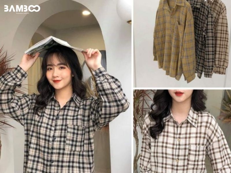 Mẫu áo sơ mi kẻ caro nữ Hàn Quốc trẻ trung, dễ phối đồ, mang phong cách thanh lịch  