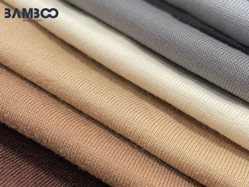 Vải sợi CVC bền, ít nhăn, thoáng mát, thấm hút tốt, giữ màu ổn định