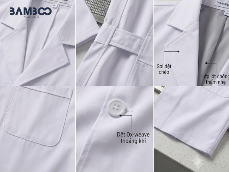 Áo blouse cổ chữ V may từ vải cao cấp, kháng khuẩn, thoáng mát, bền đẹp
