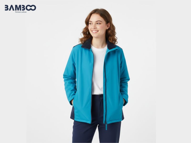 Chất vải may áo khoác gió xanh lam đồng phục