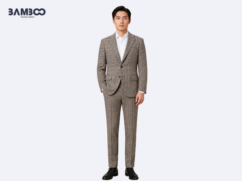 Vải Bamboo caro mềm mịn, thoáng khí, giữ form tốt, tạo vẻ lịch lãm cho vest nam