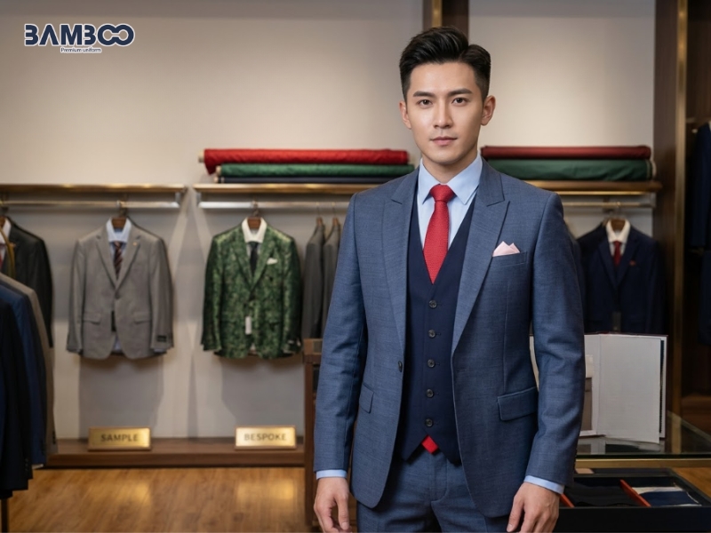 Chất liệu vest xanh ghi cao cấp, giữ phom tốt, bền đẹp và thoải mái
