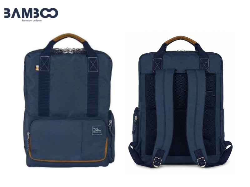 May balo xanh đen cần bền màu, logo sắc nét, quai đeo chắc chắn