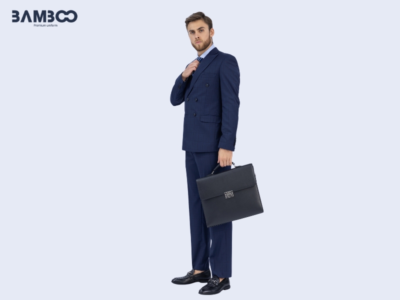 Đồng phục vest nam xanh dương đậm được may từ chất liệu cao cấp