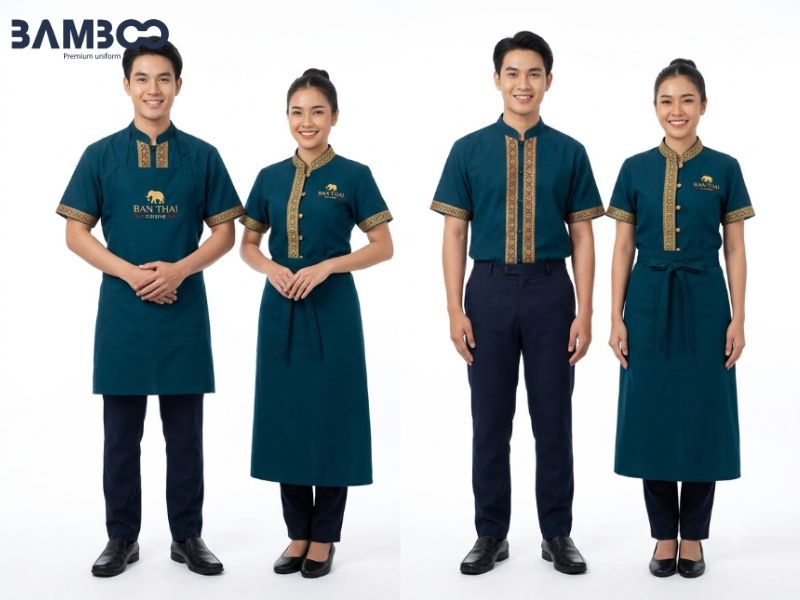 Đồng phục nhà hàng Thái thể hiện bản sắc văn hóa, tạo sự chuyên nghiệp và nâng tầm trải nghiệm ẩm thực