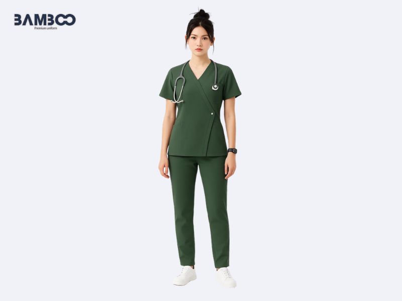 Đồng phục xanh rêu thể hiện sự chuyên nghiệp, bền vững, tạo dấu ấn thương hiệu và tăng tính gắn kết đội ngũ