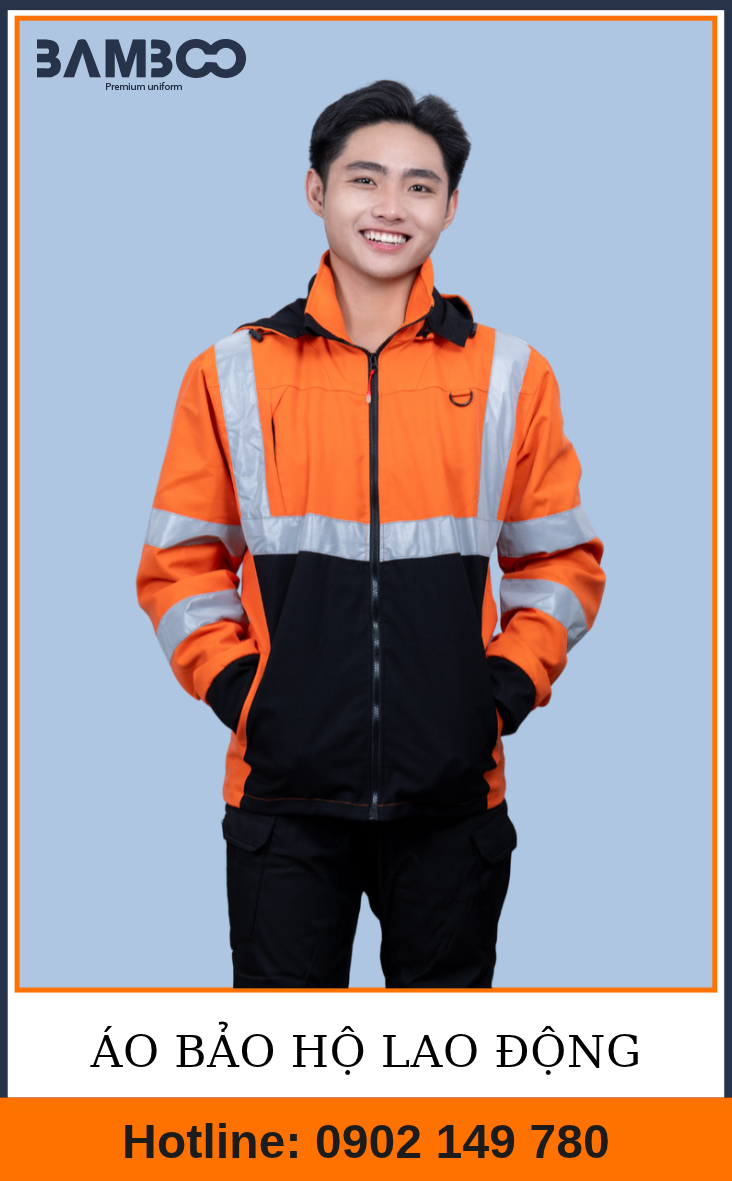 Mẫu Áo Bảo Hộ Lao Động Thời Trang Có Mũ Màu Cam