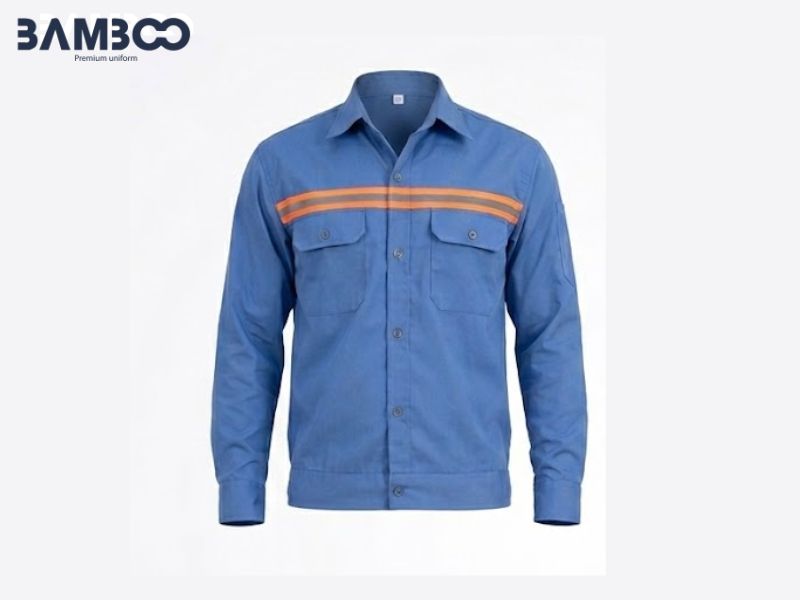 Áo bảo hộ kỹ thuật xanh dương phối cam, an toàn, nổi bật