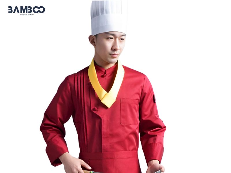 Áo bếp đỏ Bamboo Uniform sang trọng, thoáng mát, tôn vinh phong cách chuyên nghiệp