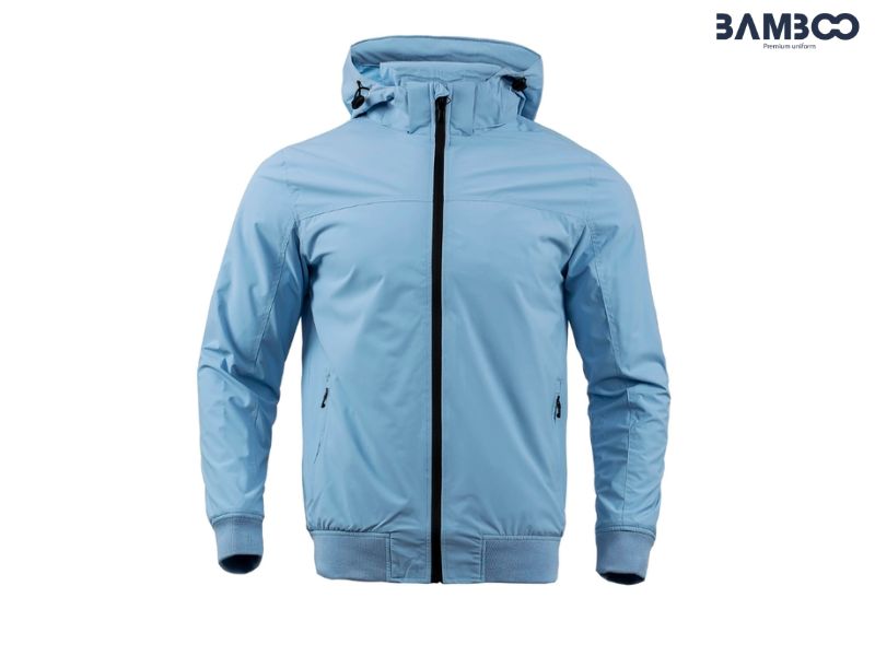 Áo khoác gió xanh da trời form bomber trẻ trung, chống gió nhẹ, năng động