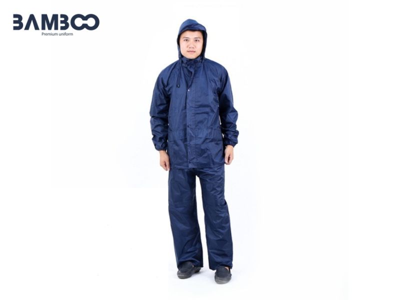 Áo mưa bộ rời xanh dương đậm chống thấm tốt, bền đẹp, tiện lợi khi di chuyển