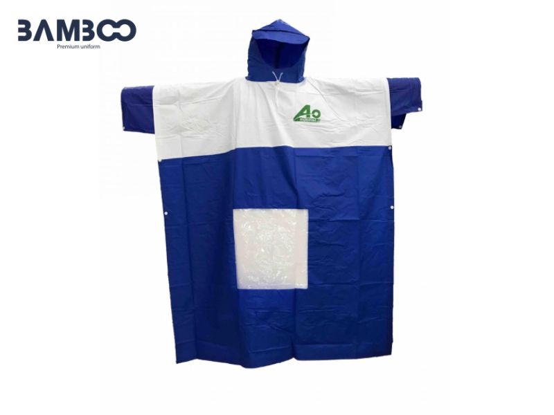 Áo mưa cánh dơi phối màu xanh dương và trắng chống thấm nước hiệu quả