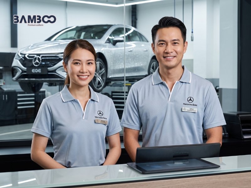 Áo thun đồng phục công sở Mercedes xám tro