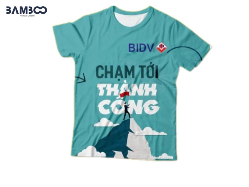 Áo thun teambuilding xanh ngọc bích kết hợp giữa thẩm mỹ hiện đại và thông điệp ý nghĩa