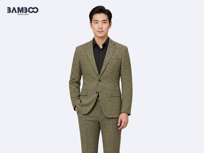 Áo vest nam bamboo vân xanh chuối