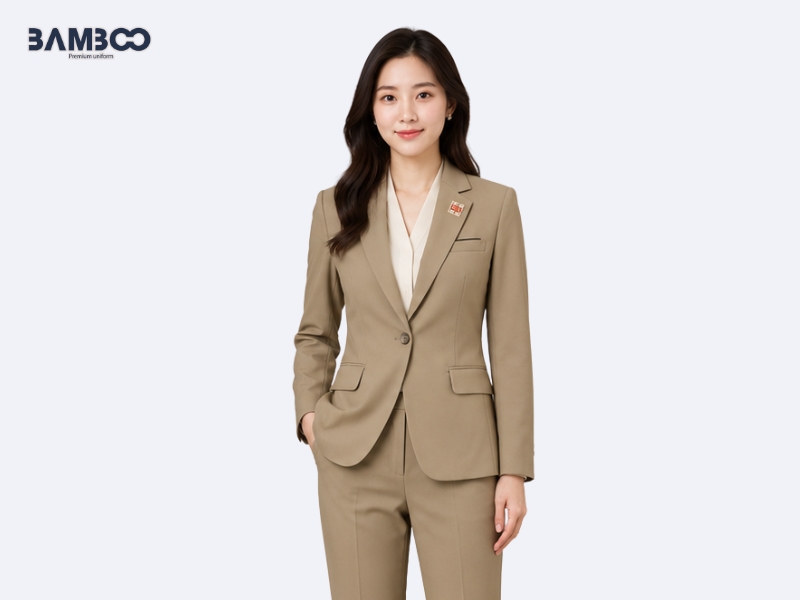 Vest nữ Bamboo vàng ghi thanh lịch, tôn dáng, giữ form đẹp, phù hợp môi trường công sở