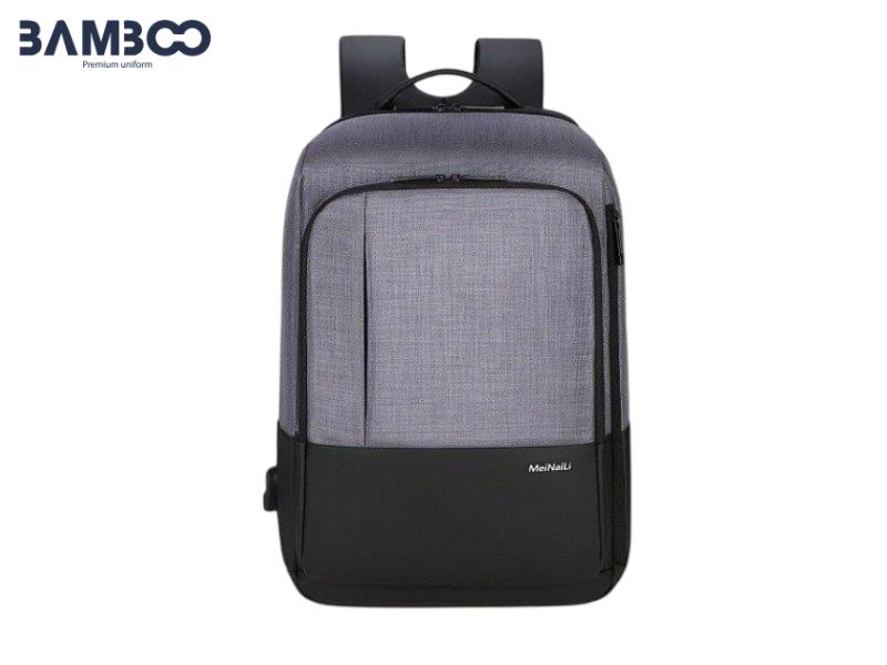 Balo đồng phục xám phối đen tối giản, bền đẹp, hiện đại, chuyên nghiệp