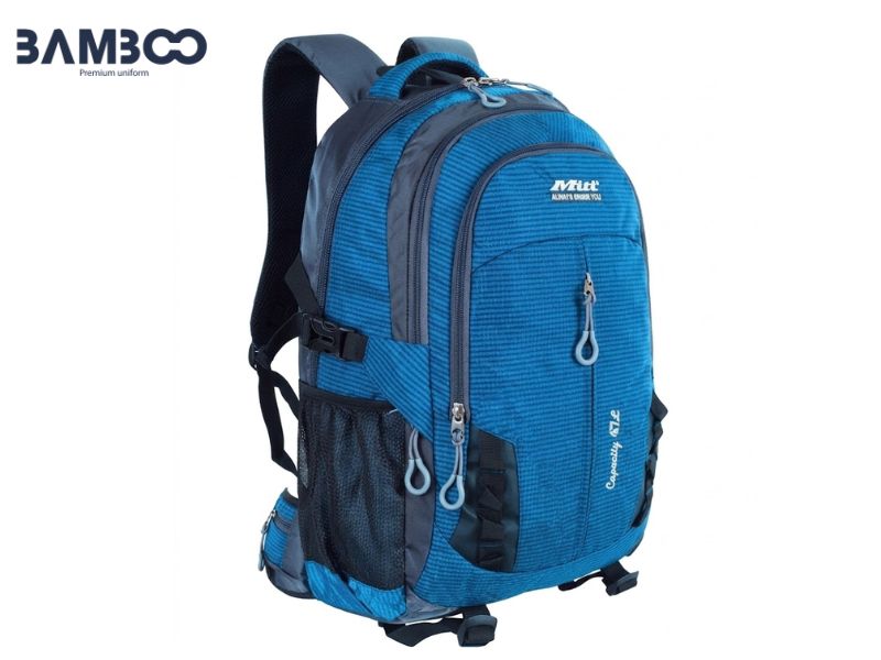 Balo xanh dương phối xám hiện đại, nhiều ngăn tiện dụng, bền đẹp, êm vai