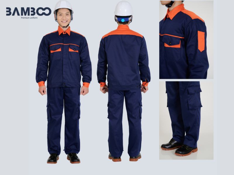 Bộ đồ bảo hộ xanh đen bền đẹp, phản quang, tiện dụng, an toàn lao động