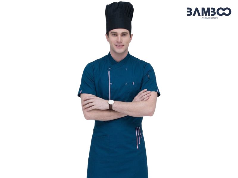 Bamboo Uniform cung cấp áo bếp xanh dương chất lượng cao, may chuẩn, giá xưởng