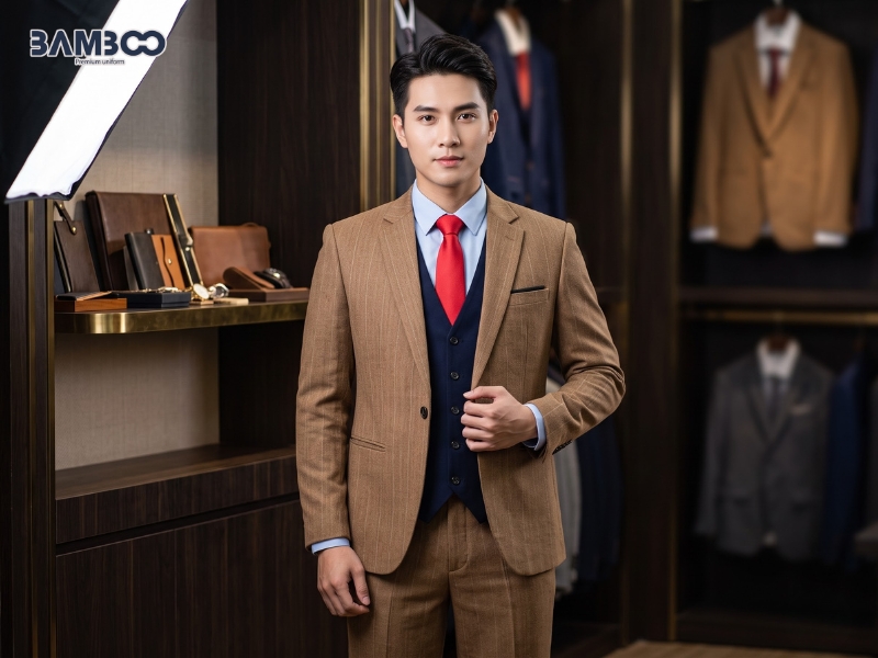 Đồng phục vest nâu vàng