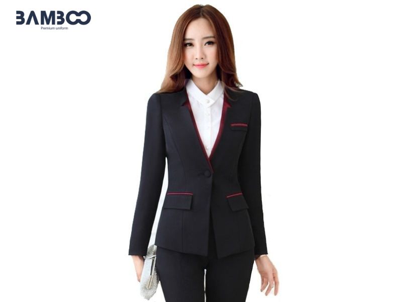 Vest nữ đen phối đỏ tôn dáng, sang trọng, thoáng mát, chuyên nghiệp, bền đẹp