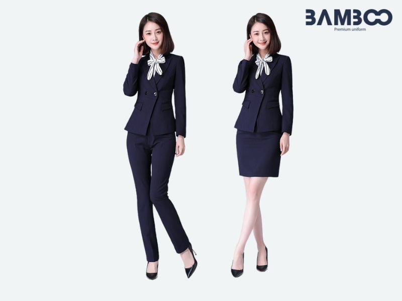 Vest nữ xanh đen phối nơ thanh lịch, tôn dáng chuyên nghiệp và hiện đại