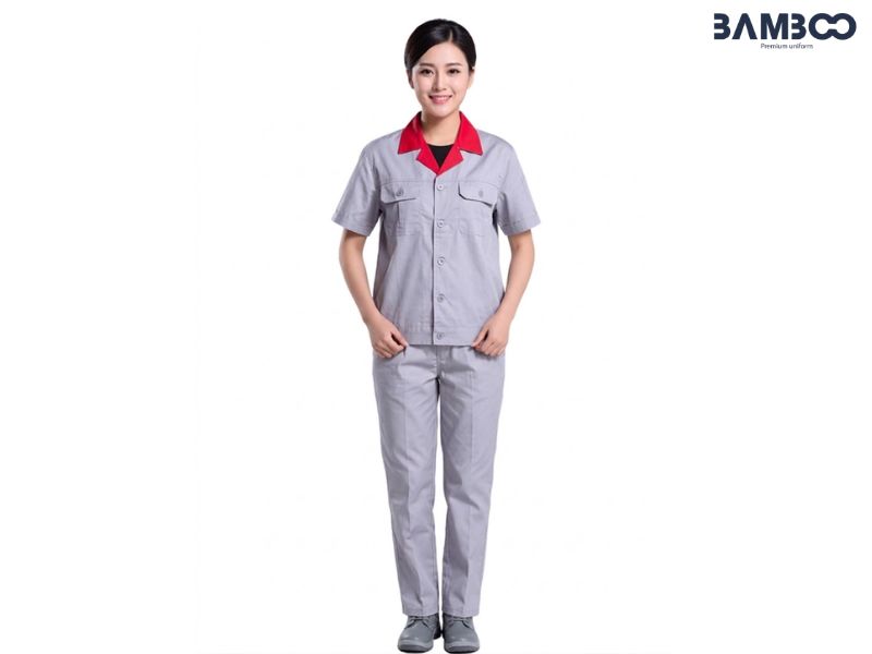 May quần áo bảo hộ kỹ thuật xám cần vải bền, form chuẩn và túi tiện dụng