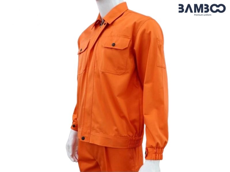 Áo bảo hộ điện lực màu cam tay dài, bo chun an toàn, dễ nhận diện và phù hợp môi trường làm việc