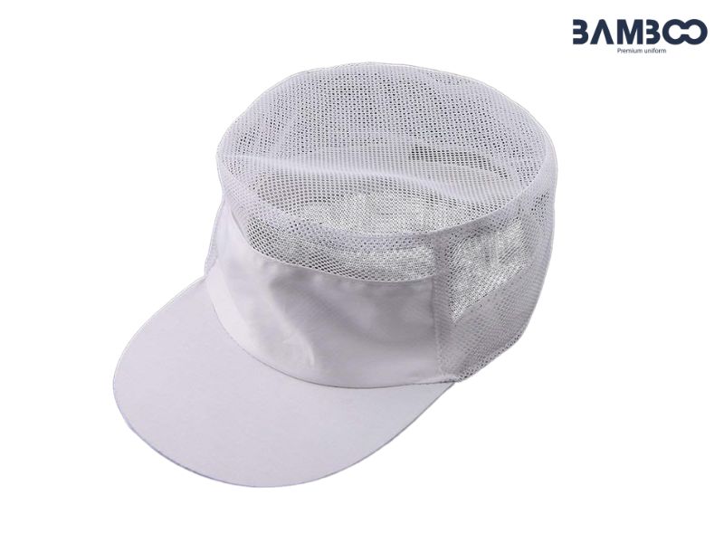 Mũ lưới lưỡi trai trắng gọn nhẹ, thoáng khí, che nắng tốt, bền và dễ phối đồng phục
