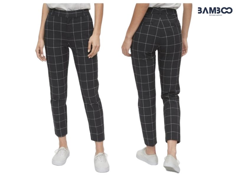 Quần tây đồng phục đen xám caro cho nữ Bamboo Uniform thanh lịch, trẻ trung, dễ phối đồ