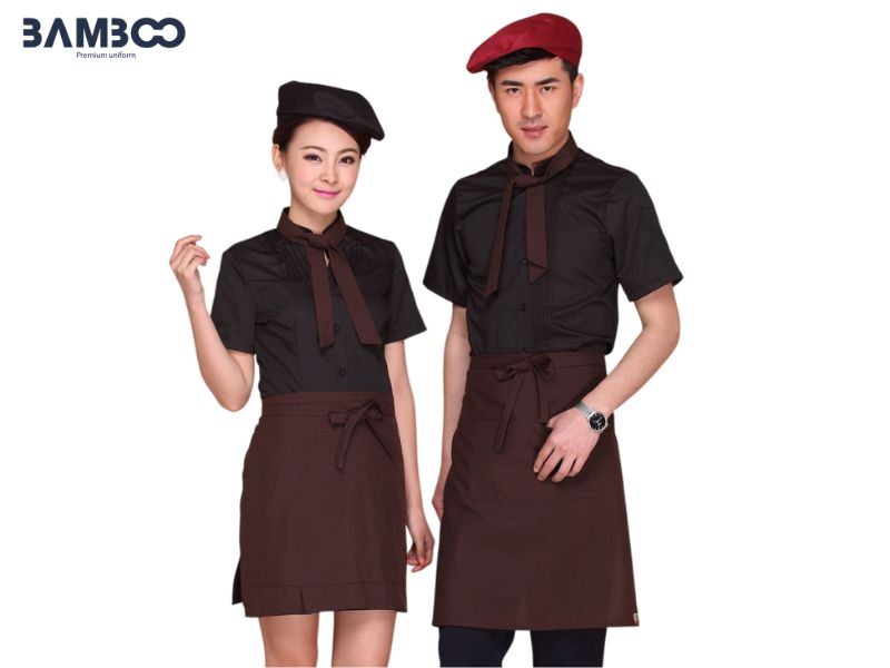 Tạp dề dáng dài nâu đất sang trọng, bền đẹp, tiện dụng