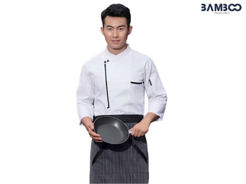 Tạp dề sọc caro đen xám, bền đẹp, chống bám bẩn