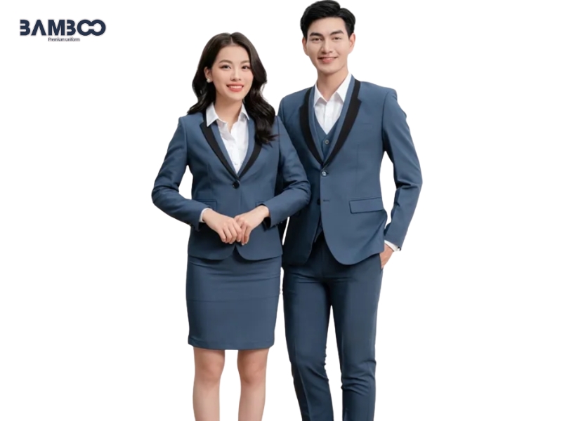 Vest đồng phục nam nữ màu xanh ghi đậm