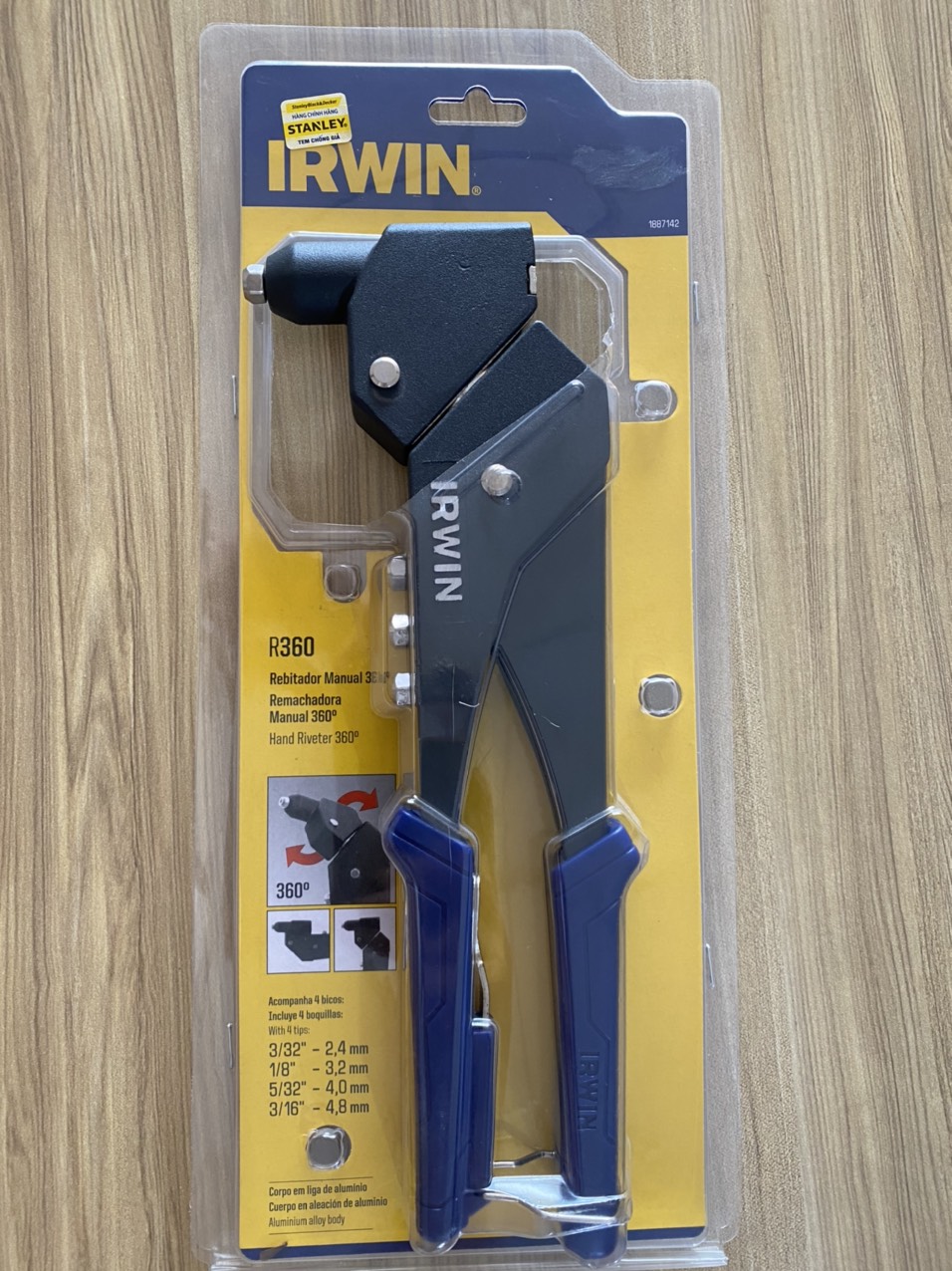 Kềm rút rive 4 lỗ (đầu xoay 360) - R360 375mm IRWIN 1887142