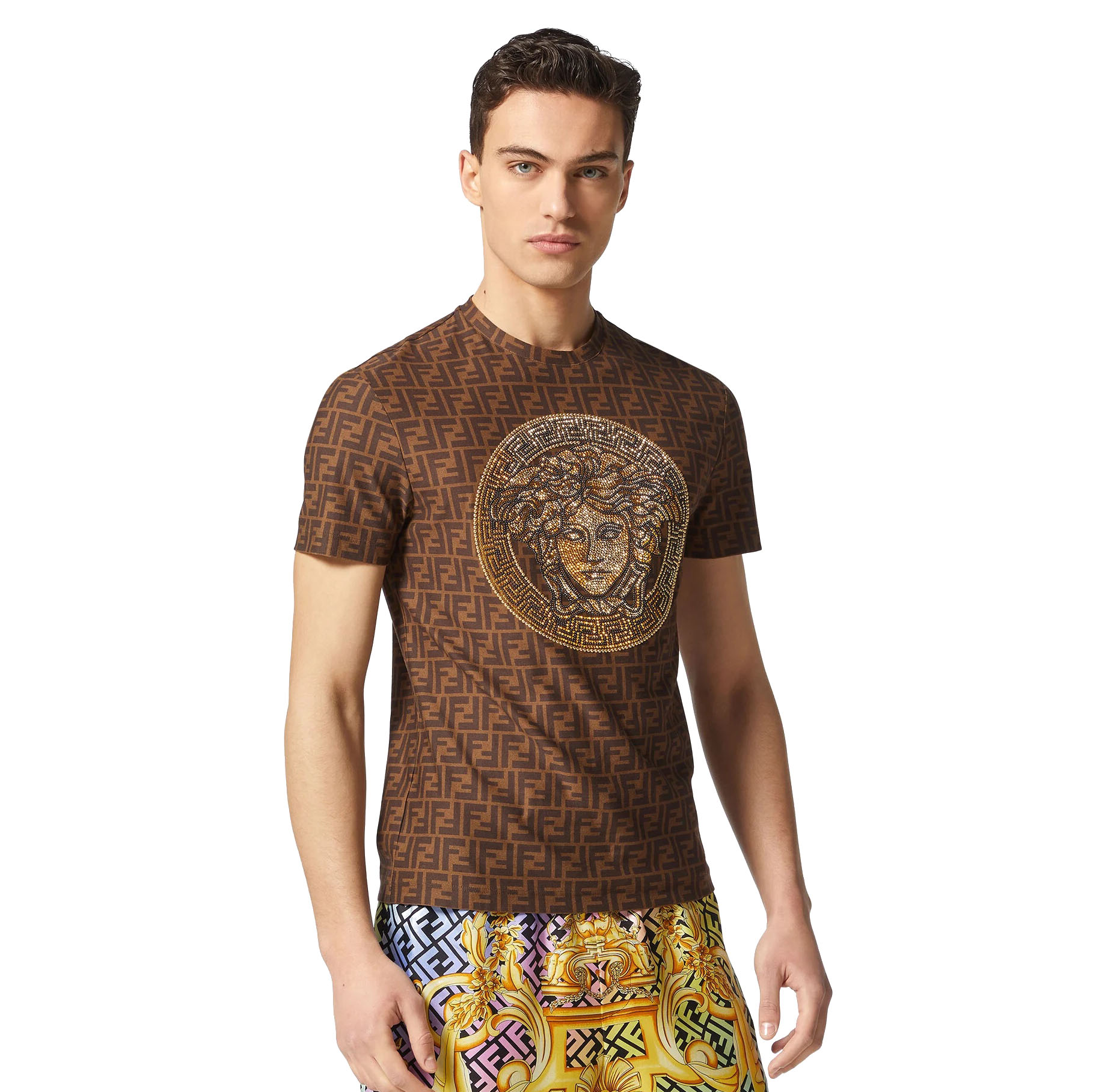 FENDACE⭐︎VERSACE✖️FENDIコラボTシャツ 国内即発！フェンダーチェ Tシャツ FENDI×Versaceコラボ (FENDI/T