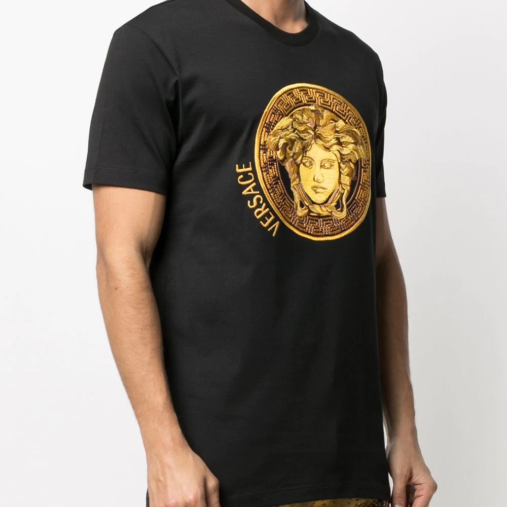Versace TShirt Black Basic Medusa Logo 'Gold' Duyet Fashion