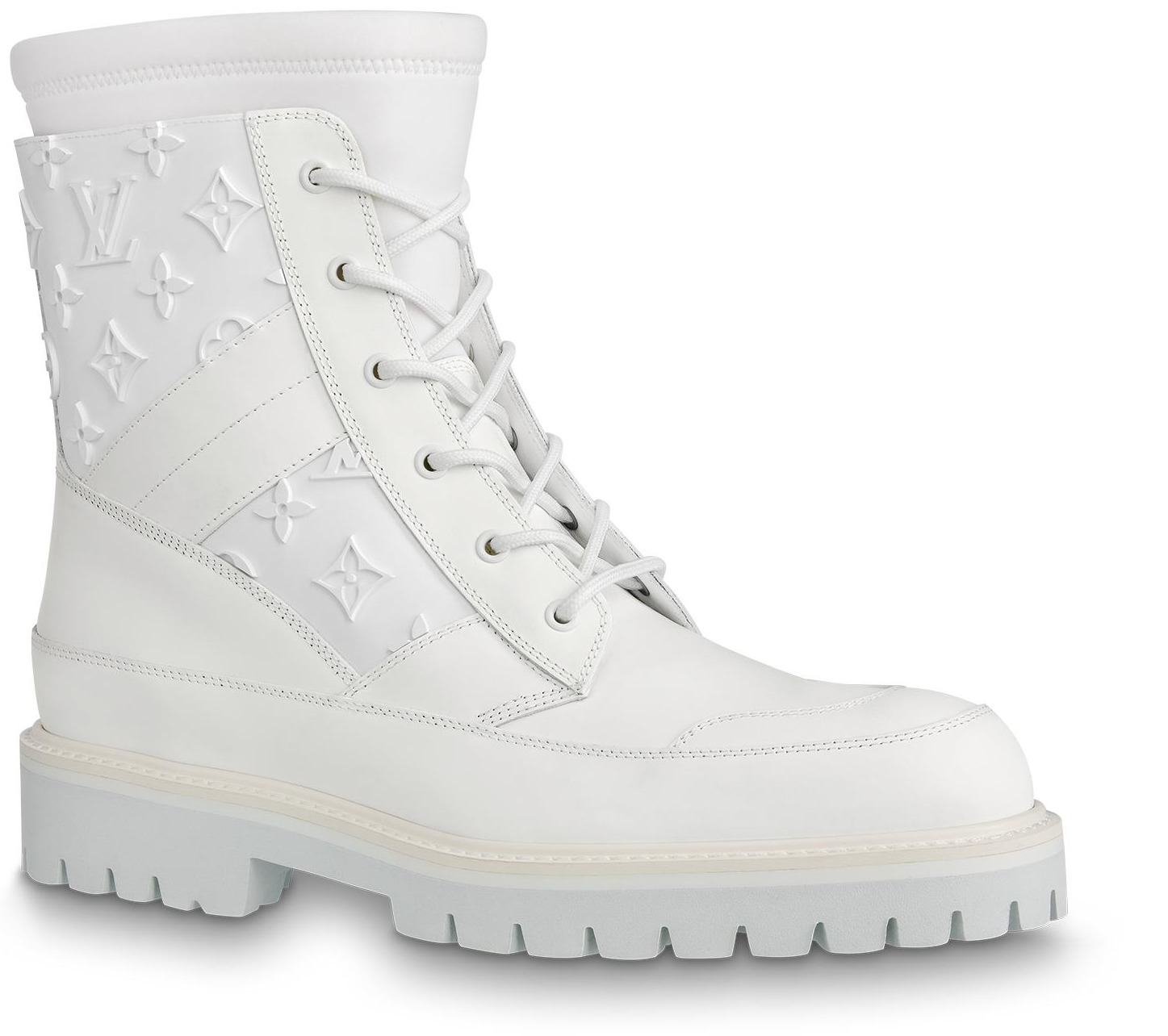 LOUIS VUITTON Calfskin LV Hiking Ankle Boots 7 White 947249